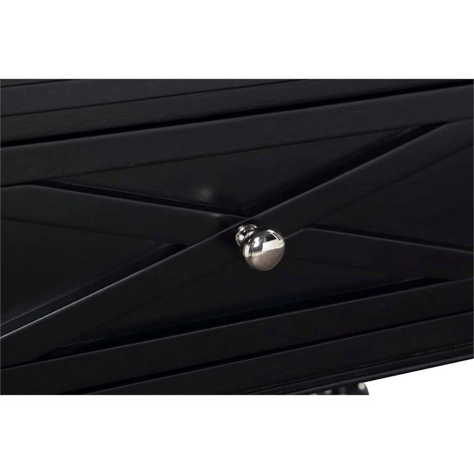 Pemberly Row Farmhouse 2 Drawer Console Table in Black Wood Finish