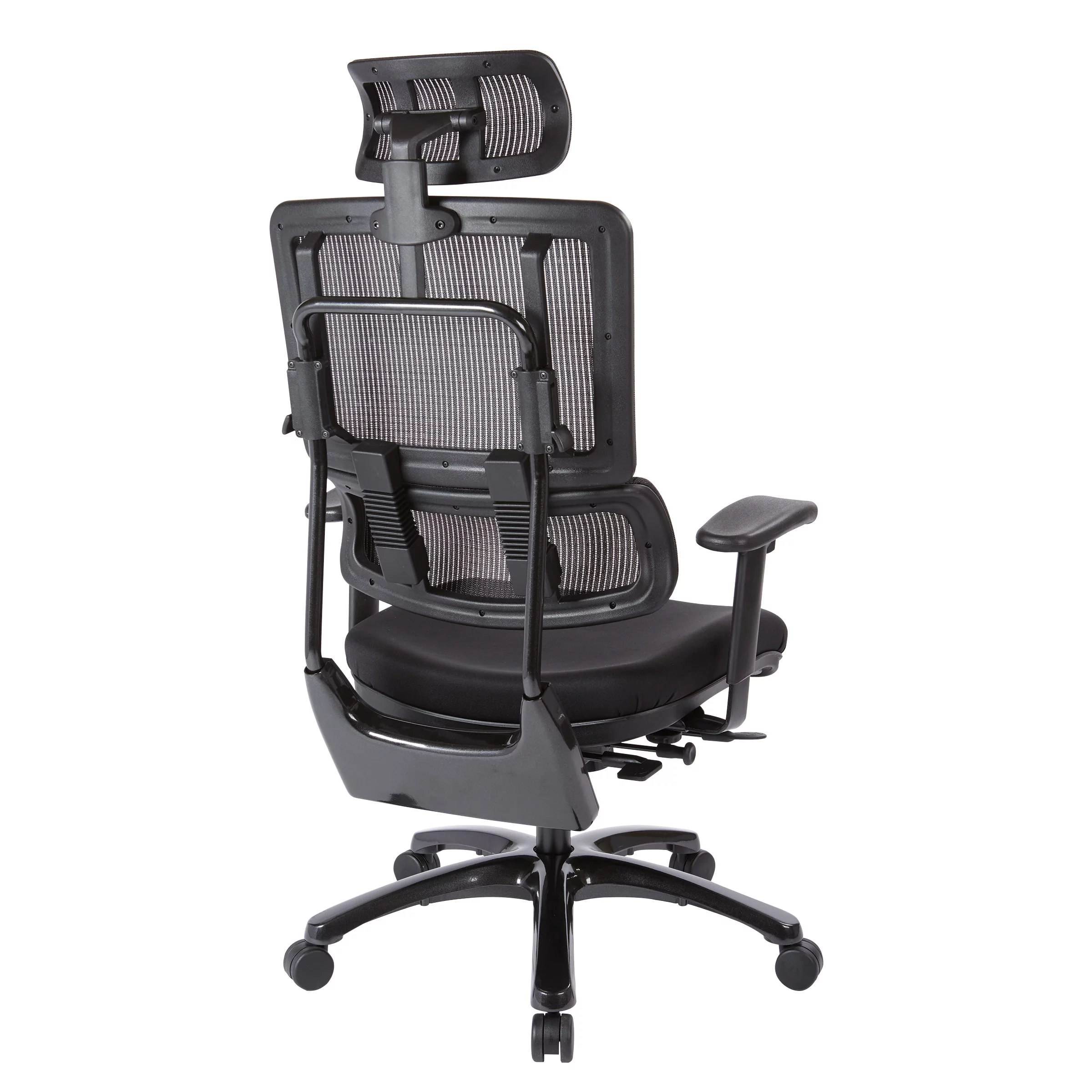 Office Star Products Vertical Black Mesh Back Chair with Shiny Black Base and Coal Free Flex Fabric with headrest