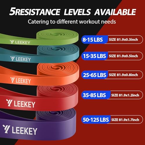 LEEKEY Resistance Bands, Exercise Bands with Handles,Pull Up Assist Bands - Band Set with Door Anchor - Bands for Working Out,Band for Men and Women Fitness Training, Physical Therapy,Home Workouts