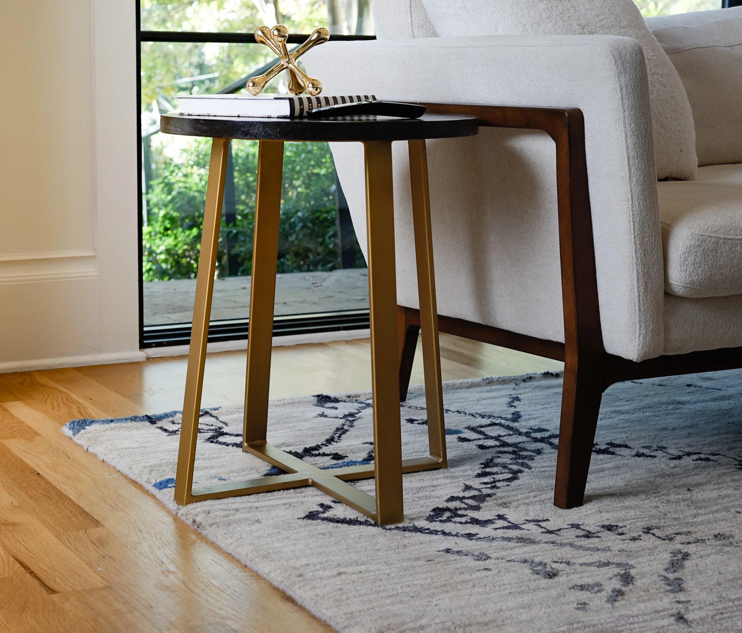 Posh Pollen Ross Black Wood Round Side Table, Black
