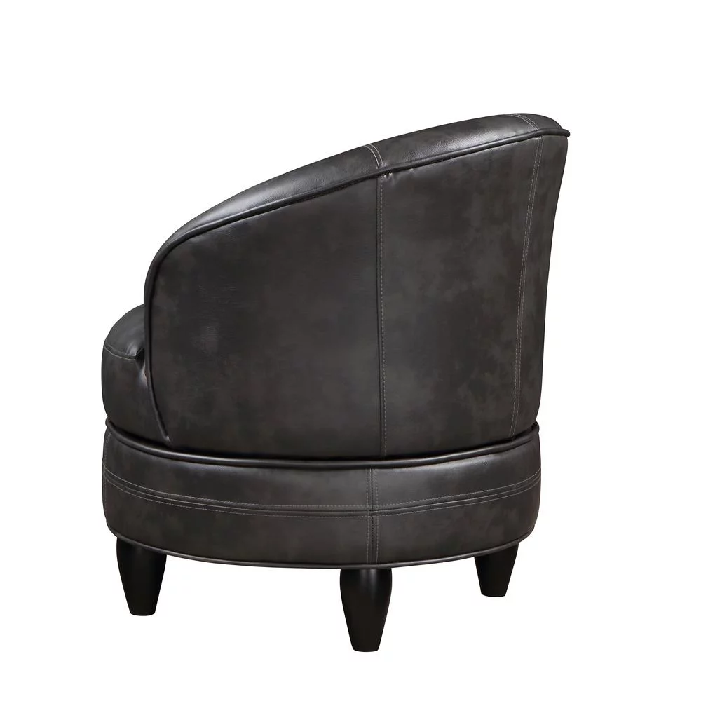Sophia Swivel Accent Chair in Gray Faux Leather