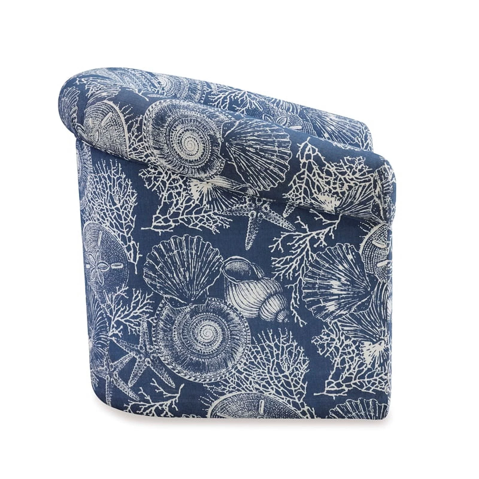 Home Square 2 Piece Swivel Coastal Wood Upholstered Club Chair Set in Blue