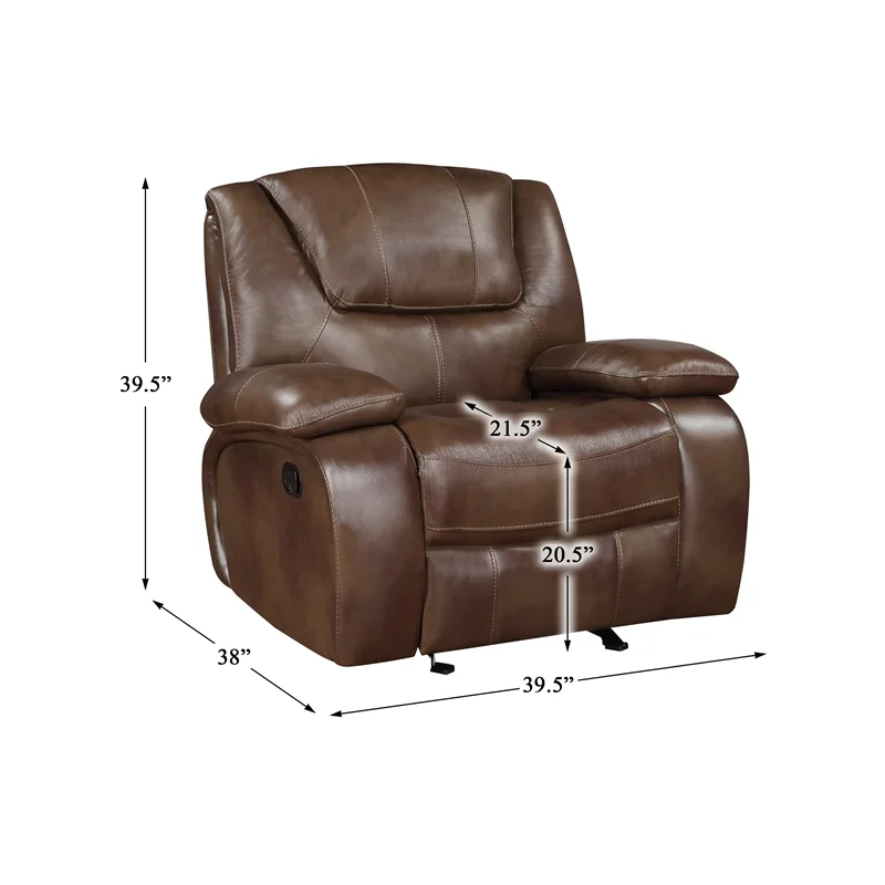 Lexicon Ellicott Leather Match Glider Reclining Chair in Brown