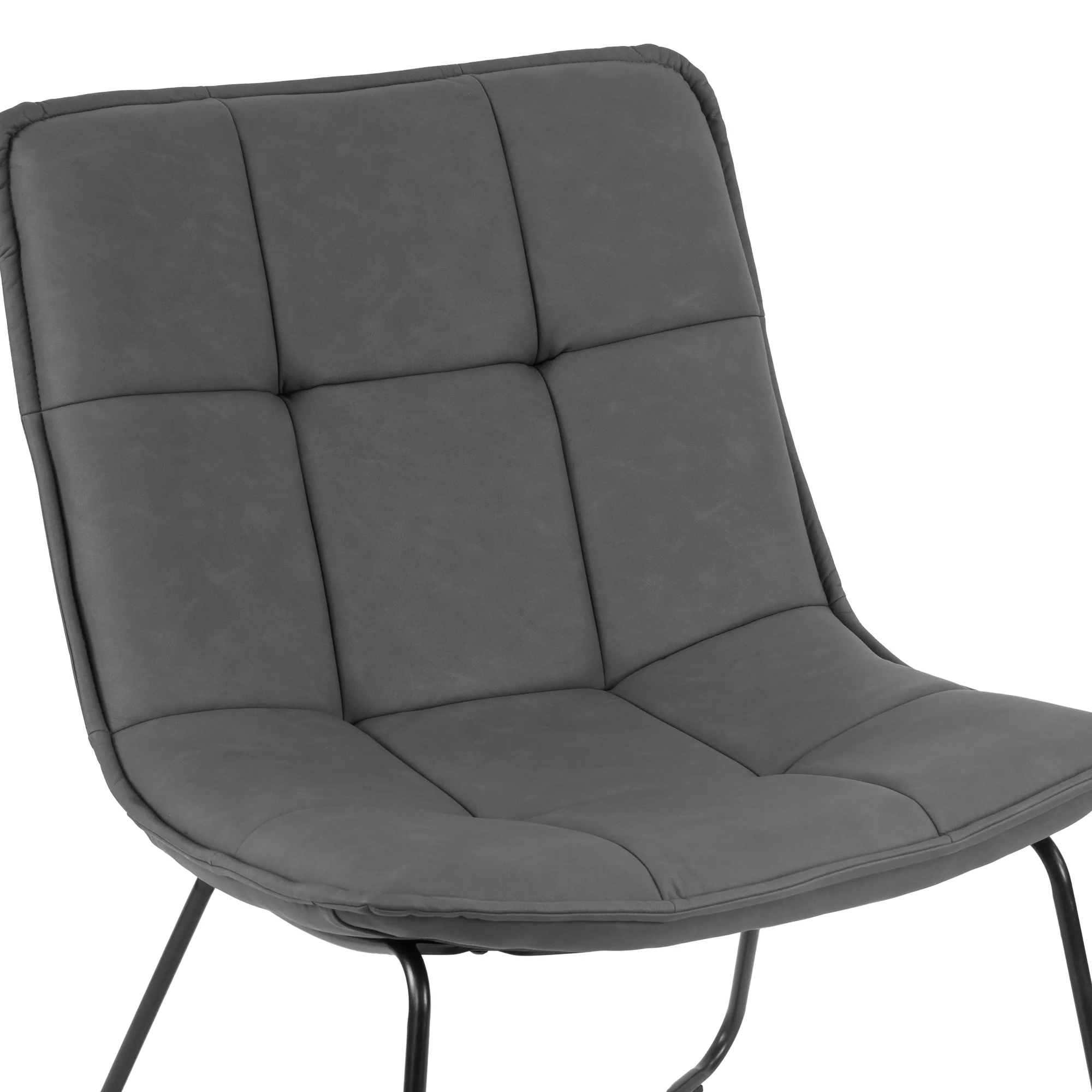 Glamour Home Aurele Faux Leather Armless Accent Chair in Gray/Black