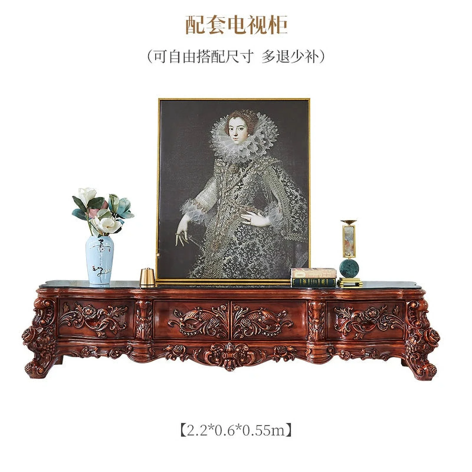 European Genuine Leather Solid Wood Sofa 124 Combination Living Room Luxury Villa Furniture Whole House Matching French Style