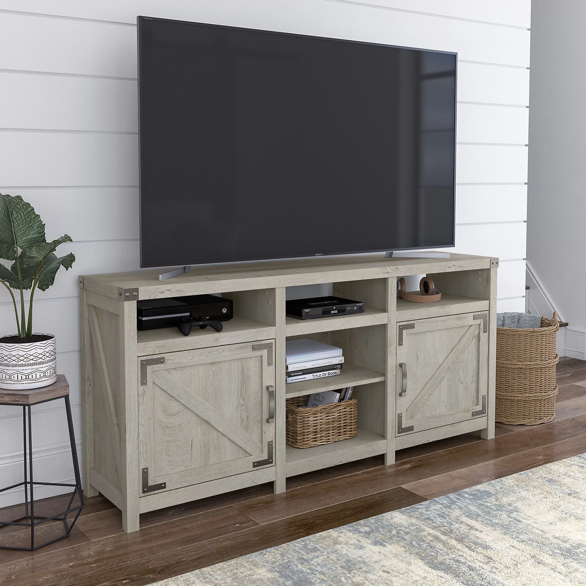 Cottage Grove 65W TV Stand for 75 Inch TV in Reclaimed Pine - Engineered Wood
