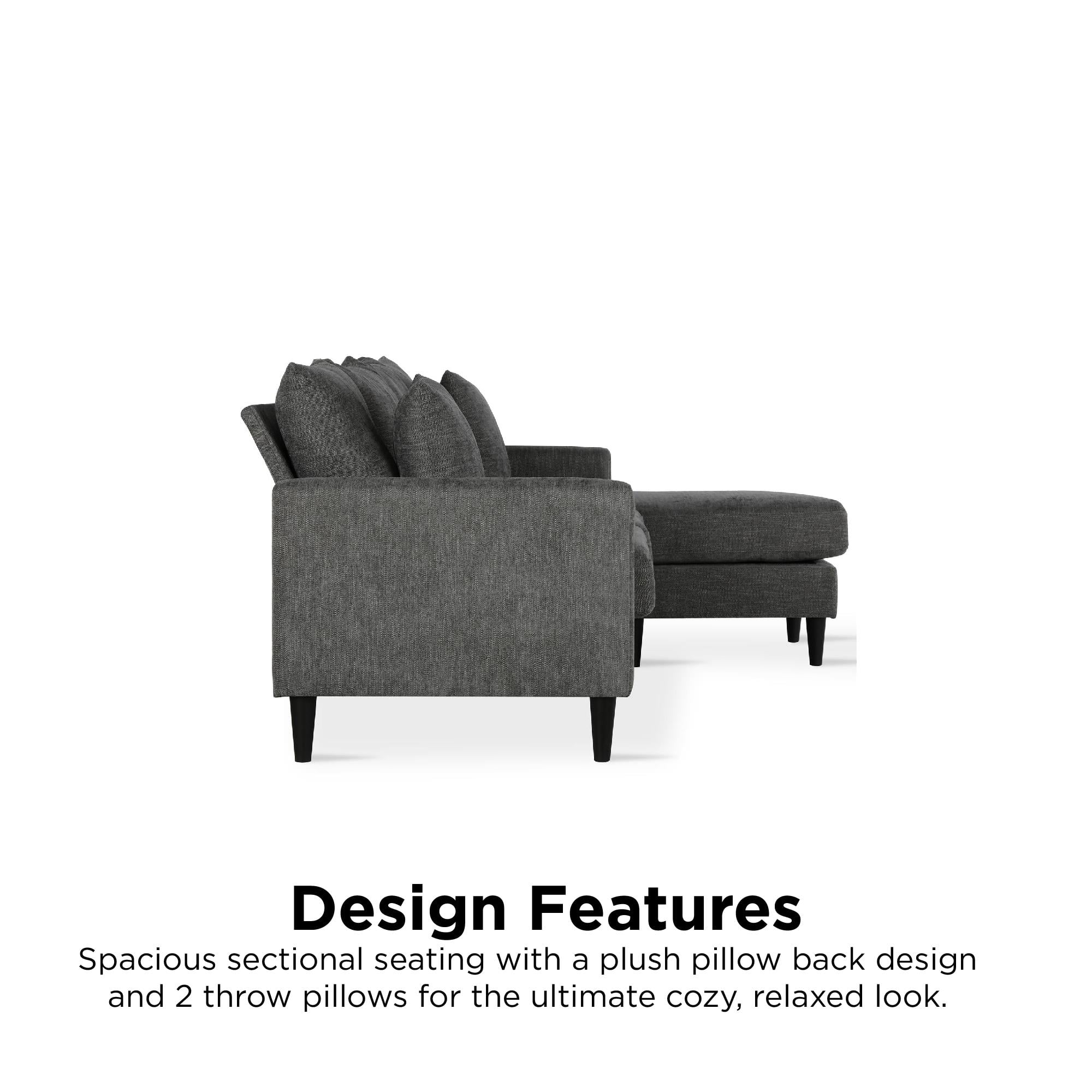 DHP Keaton Reversible Sectional with Pillows, Gray