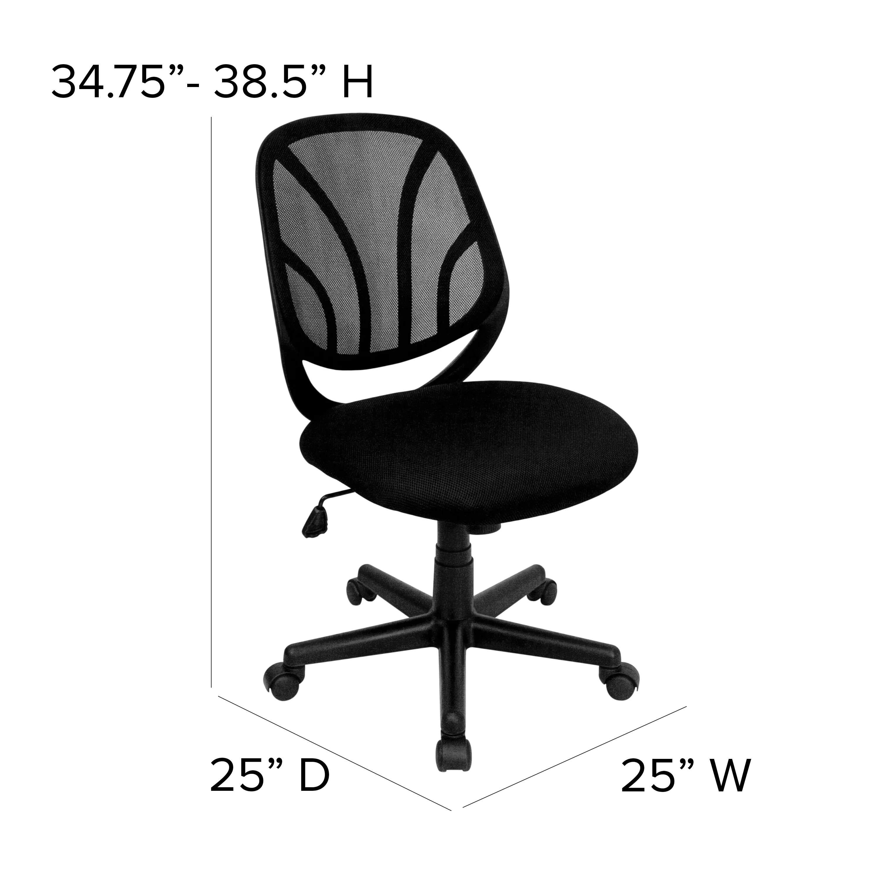 BizChair Y-GO Office Chair™ Mid-Back Black Mesh Swivel Task Office Chair