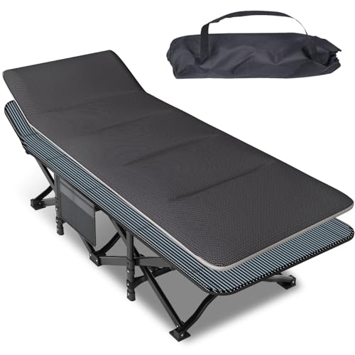 Camping Cot for Adults, Folding Bed with Comfortable Cushion, Tent Portable Sleeping Bed with Carry Bag for Camp Office Use Outdoor Cot Bed for Traveling Supports 450 lbs