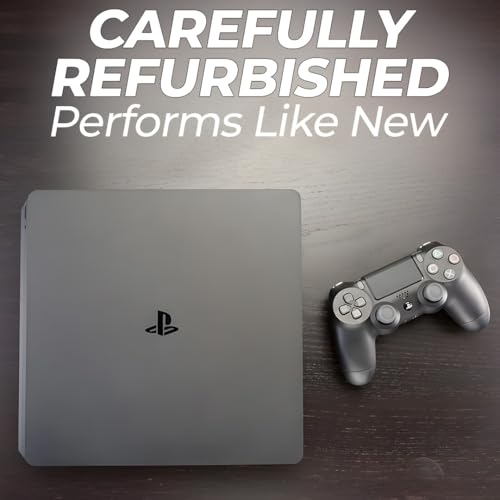 Zeust PlayStation 4 Slim 1TB Console Bundle - Includes the PS4 Console Slim 1TB, 2 Dualshock 4 Wireless Controllers, MicroUSB Charging Cable, HDMI cable, Wired Earbuds and Microfiber Cloth (Renewed)