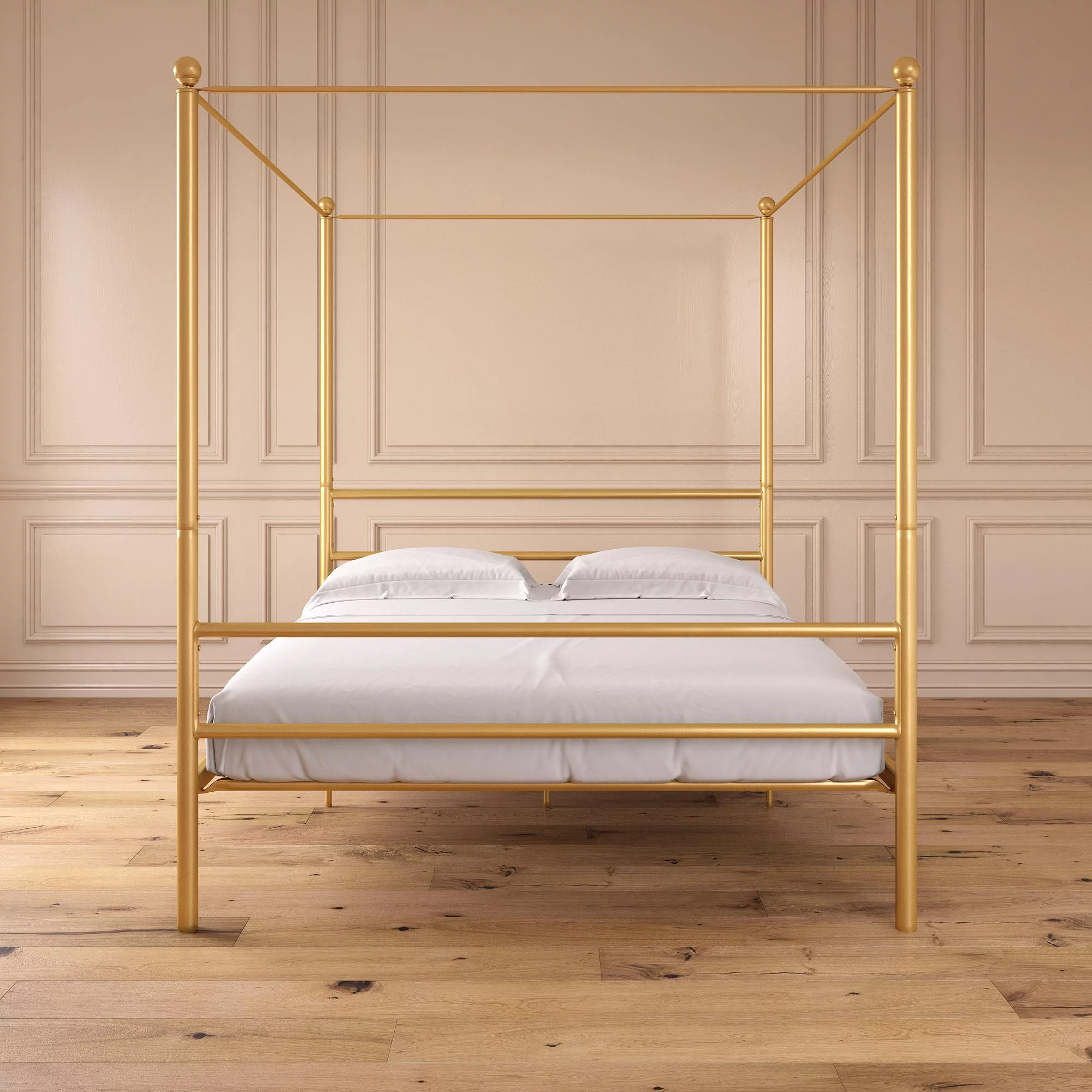 Mainstays Metal Canopy Bed, Queen, Gold Metal