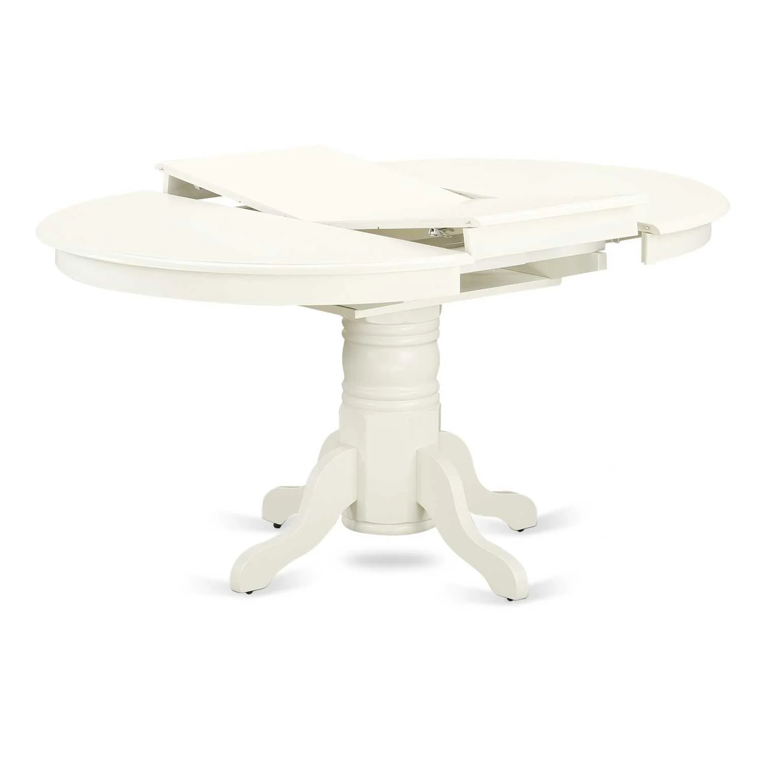 HomeStock 5 Piece Kitchen Set Consists Of An Oval Dining Table With Gothic Grace Leaf And 4 Upholstered Chairs, Linen White