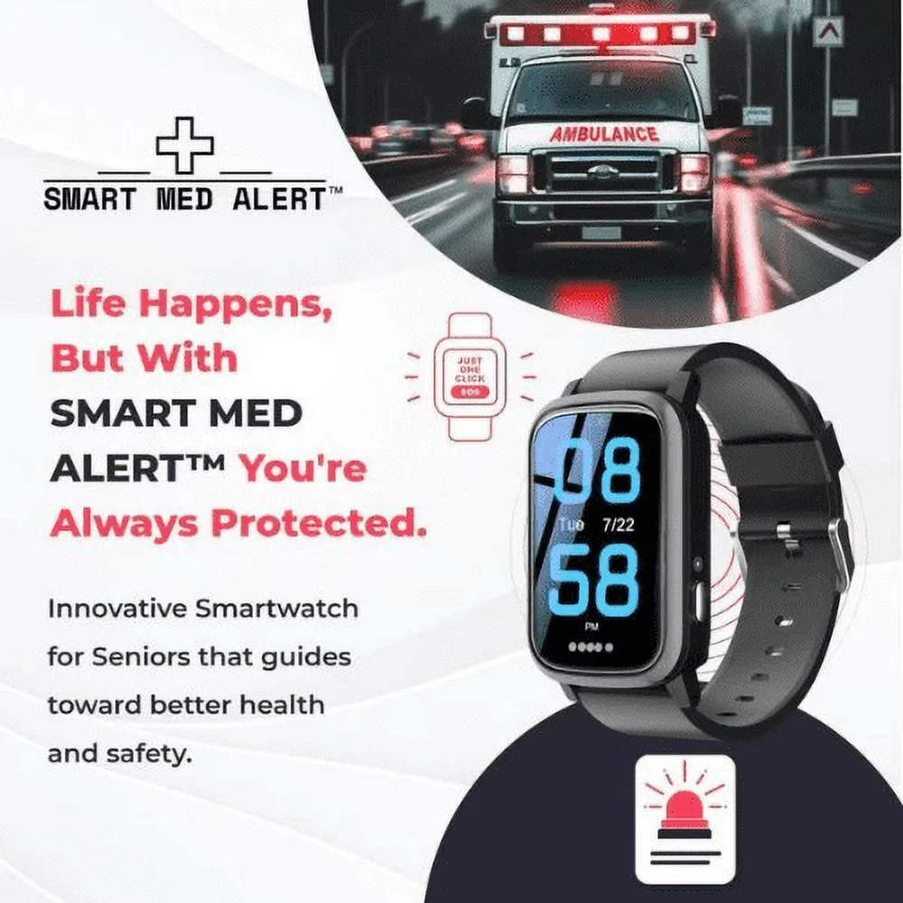 Medical Alert 4G Cellular Rectangular Smart Watch