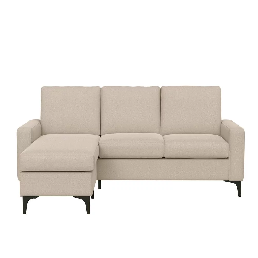 Hillsdale Matthew Fabric Upholstered Reversible Chaise Sectional Oatmeal Beige