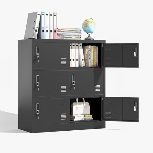 Metal Locker 9 Doors Storage Cabinet with Card Slot and Locks, Steel Storage Lockers for Employee, Office, Home, Gym, Shool, Require Assembly(Black)