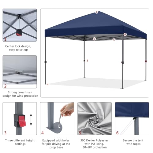 ABCCANOPY Pop Up Canopy - Outdoor Patio Portable Canopy Tent Heavy Duty for Backyard and Deck with 4 Sandbags(White, 10x10)