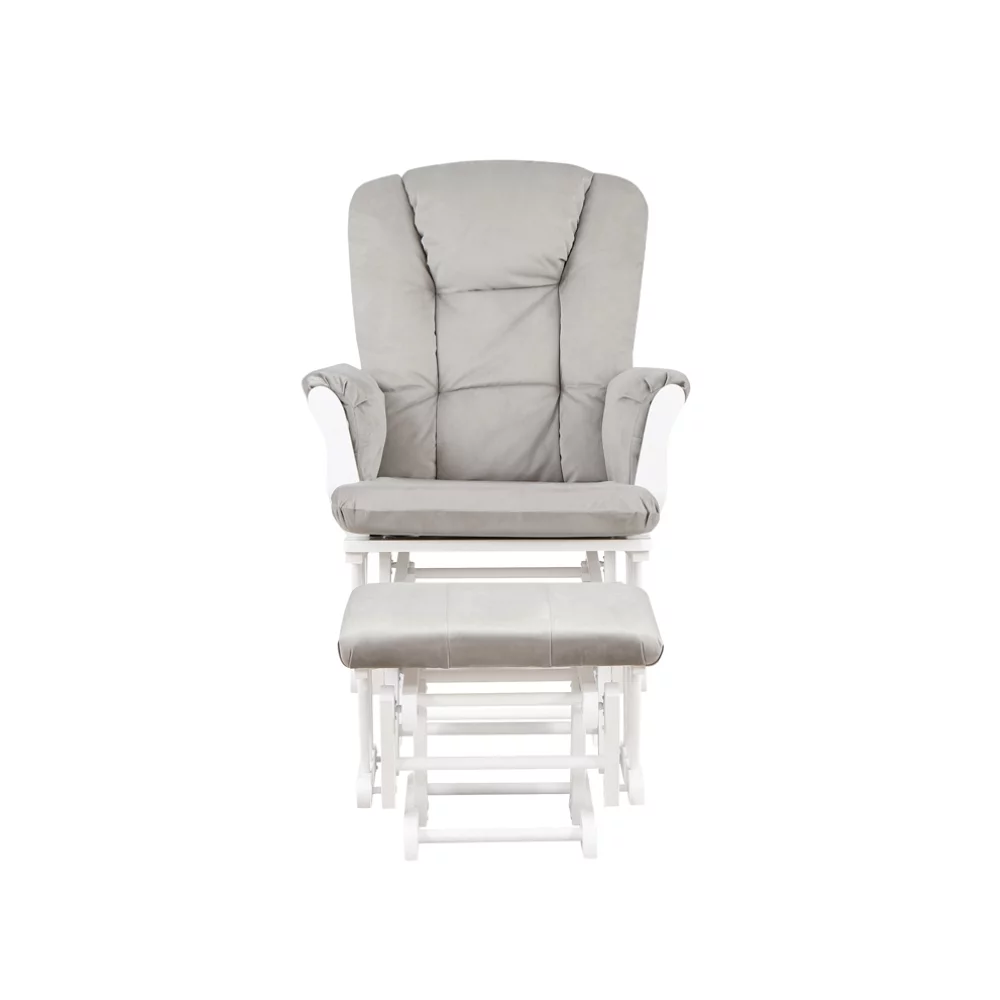 AFG Baby Alice Solid Wood Glider Chair and Ottoman in White