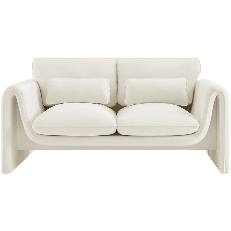 Meridian Furniture Sloan Cream Velvet Fabric Loveseat