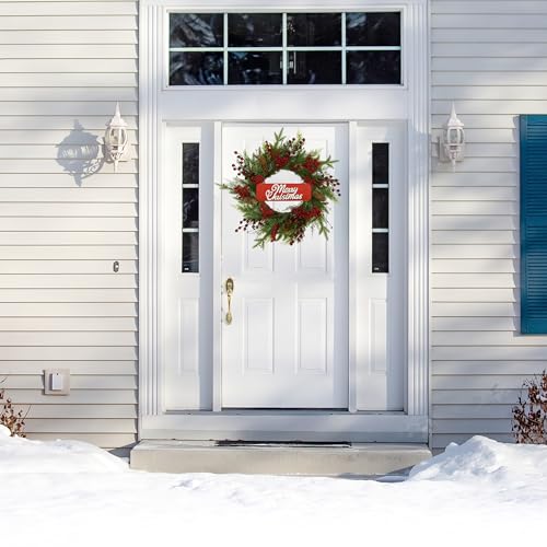 Artificial Christmas Wreaths for Front Door with red Berry,Pine Cones,Pine Needles for Indoor Outdoor Farmhouse Home Wall Window Festival Wedding Decor