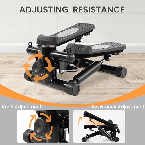 Pre-Assembled Adjustable Mini Stepper Stair Stepper Stepping Machine with Resistance Bands
