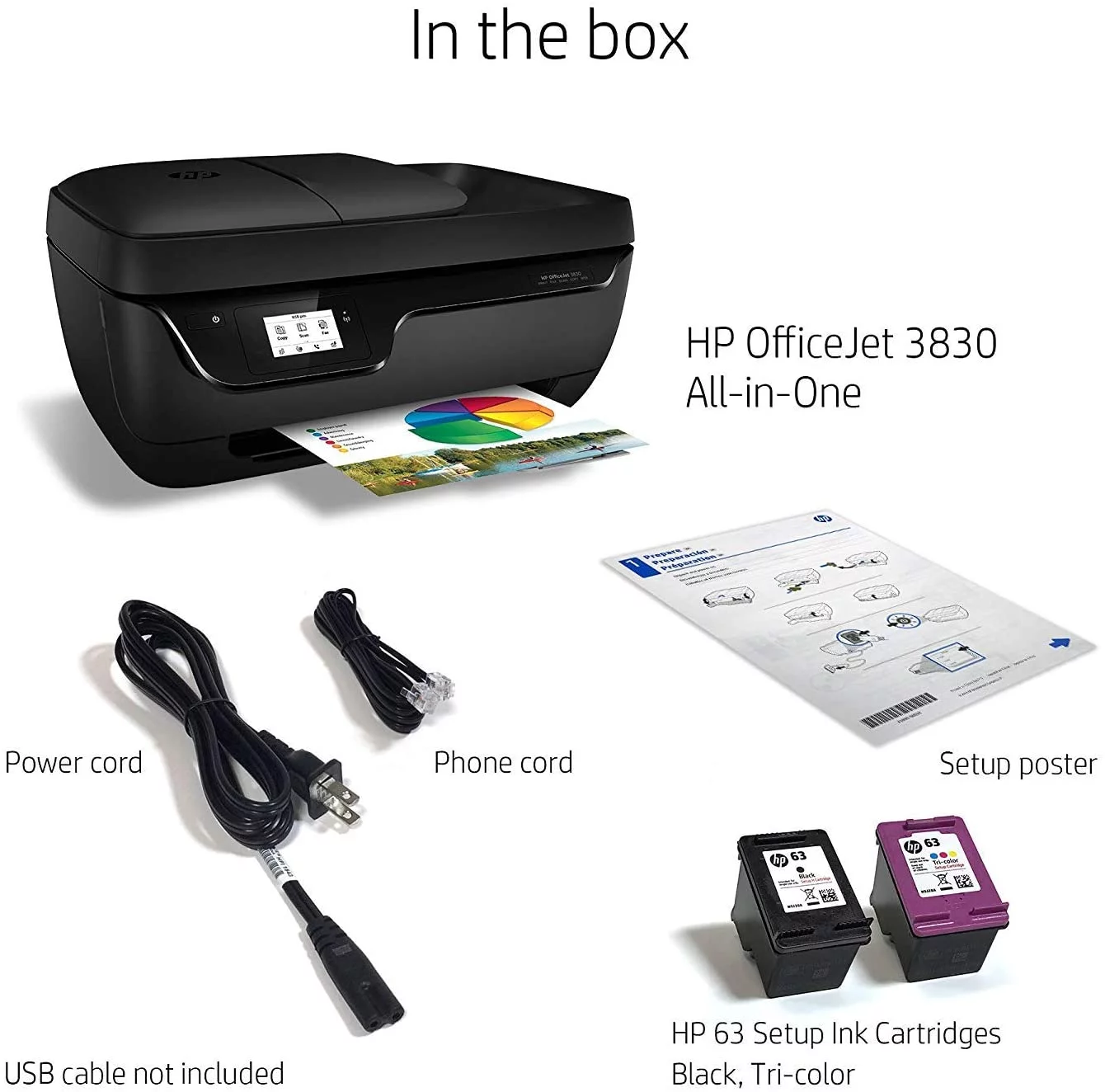 HP OfficeJet 3830 All-in-One Wireless Printer : print, copy,scan, fax (K7V40A)