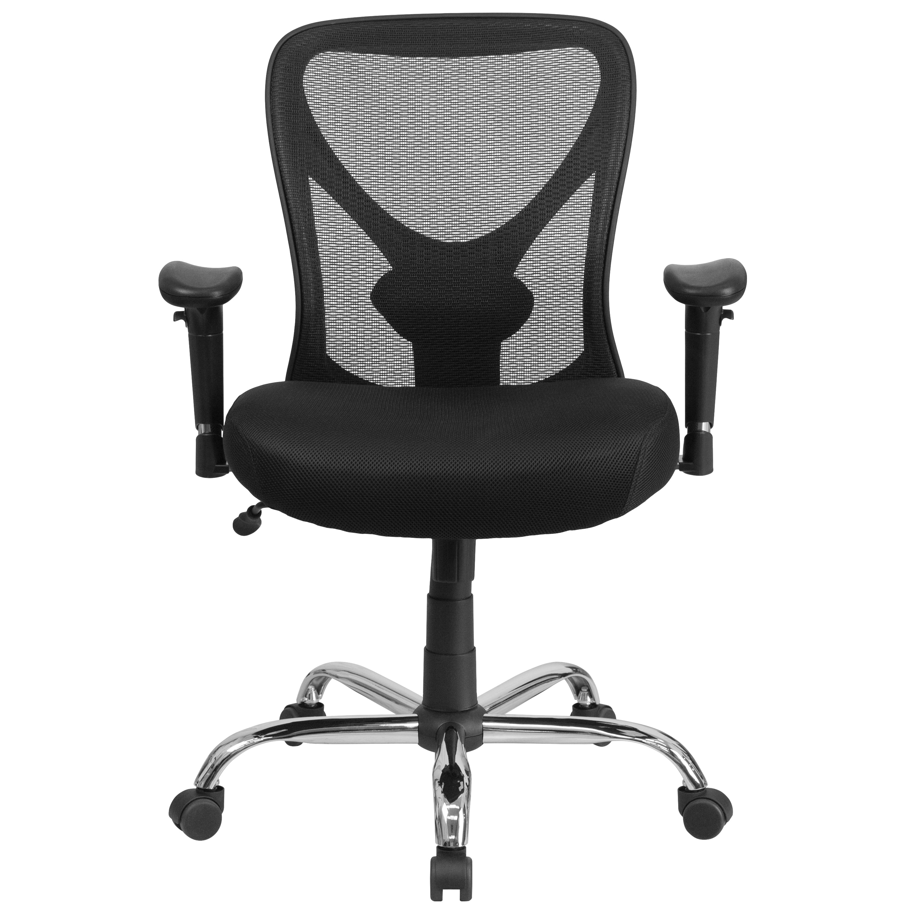 BizChair Big & Tall 400 lb. Rated Black Mesh Swivel Ergonomic Task Office Chair with Height Adjustable Back and Arms