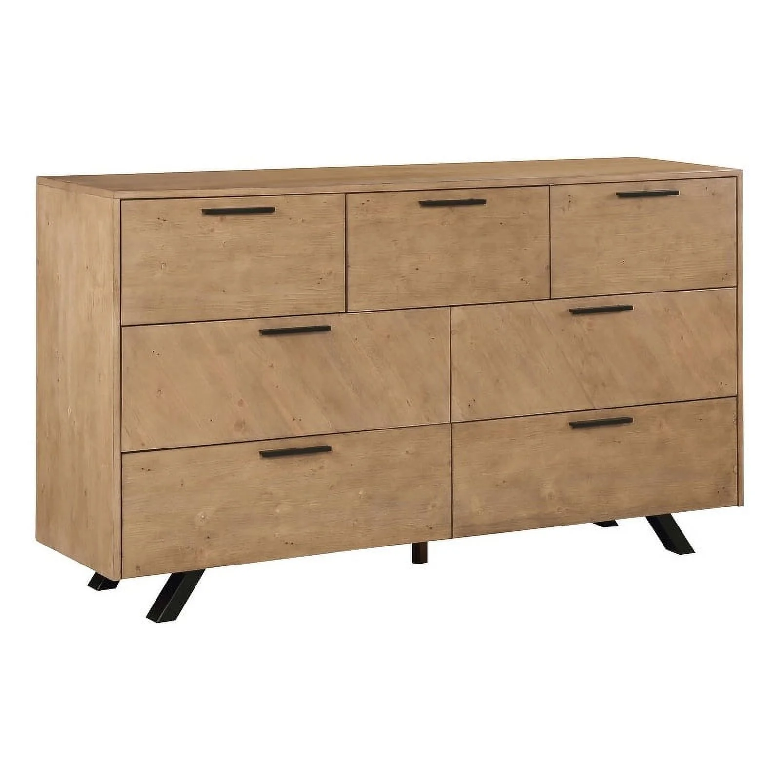 Pemberly Row 7-drawer Wood Rectangular Dresser in Light Honey Brown