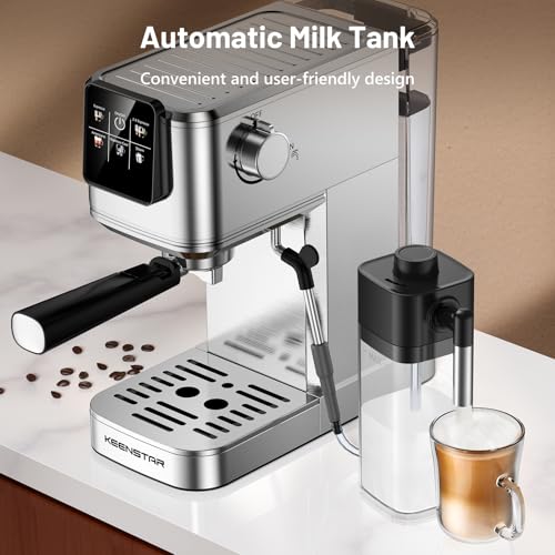 Espresso Coffee Machine with Milk Tank, 20Bar Hot & Iced Coffee Machine with Rapid Cold Brew, Touch Screen Espresso Maker with Steam Wand for Coffee Lover