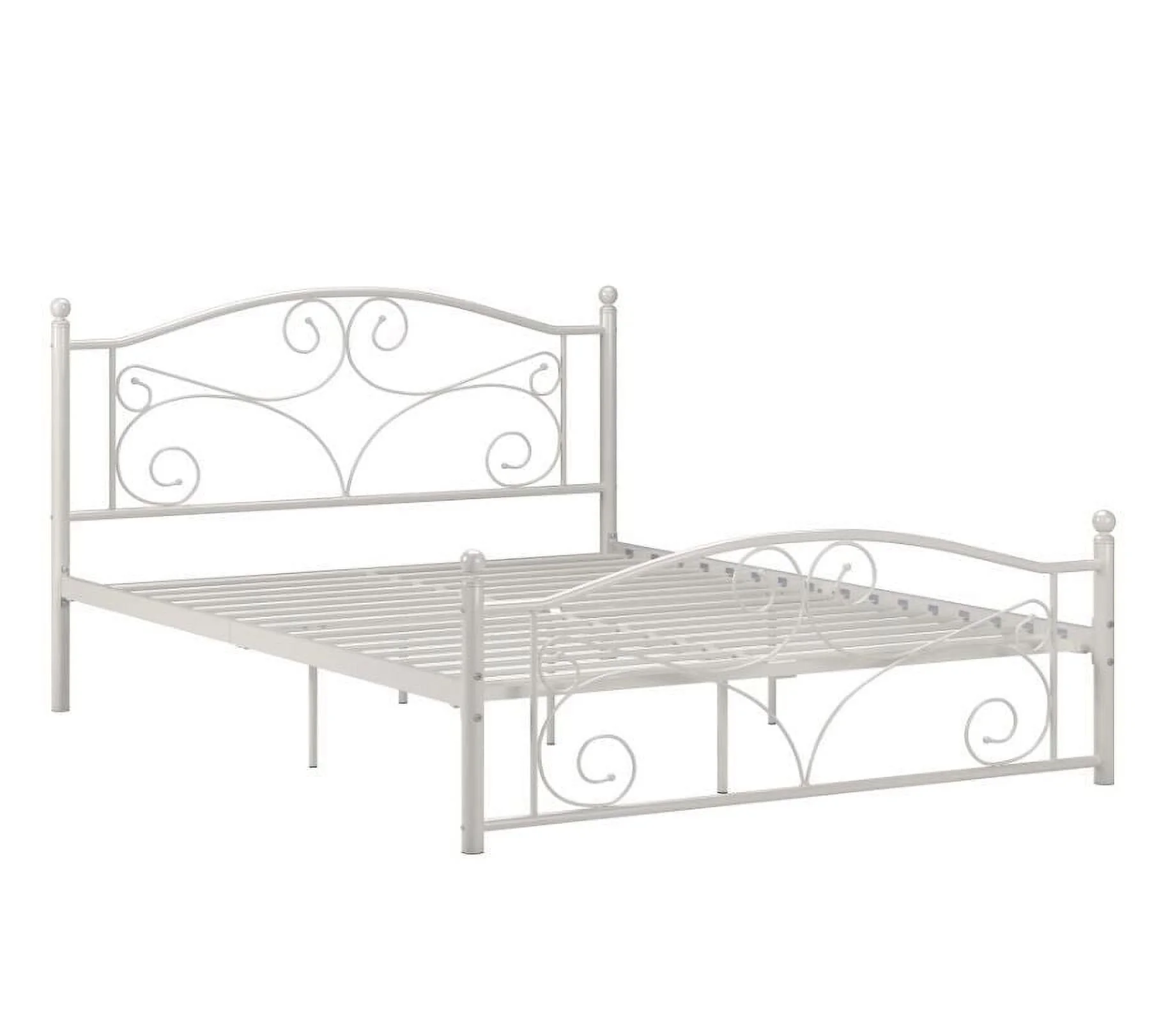 1pc Eastern King Platform Bed Smooth White Finish Metal Modern Room Furniture