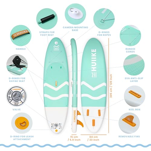 Inflatable Paddle Board for Adults with Accessories Included, Oar, Fins, Pump. Stand Up Paddleboard Great Stability and Resistance. 10’ x 33