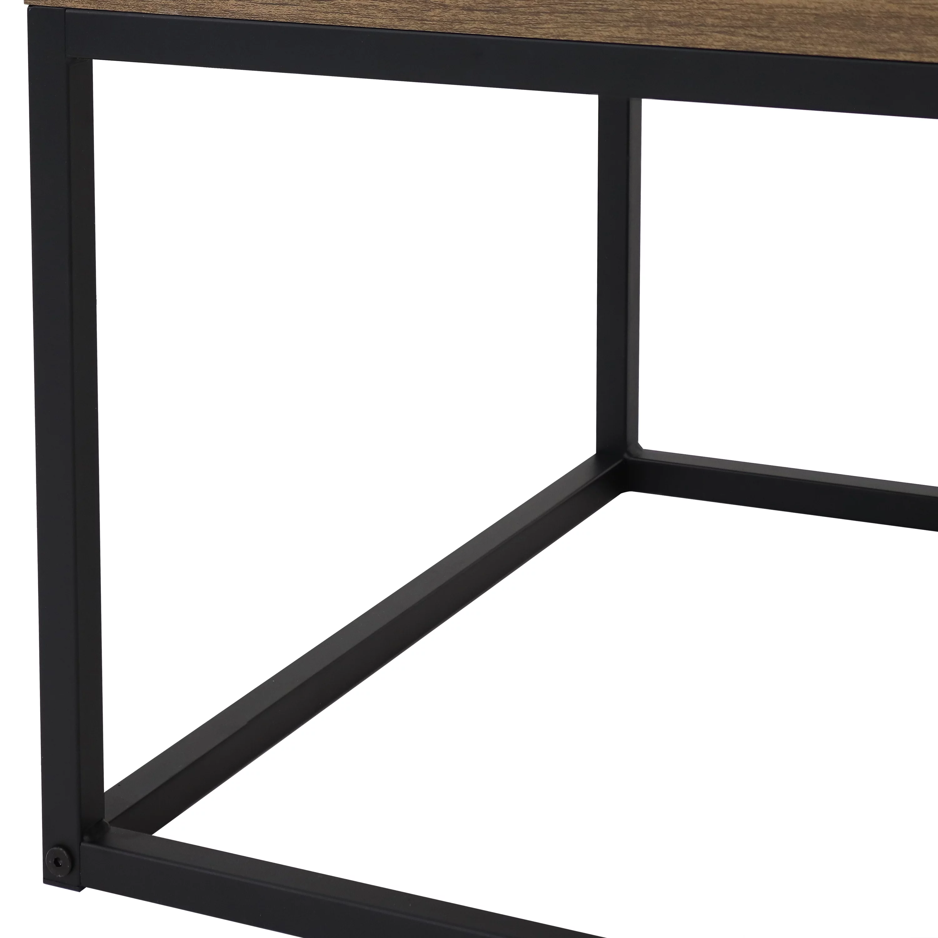 Sunnydaze Industrial-Style Coffee Table with Removable Serving Tray - MDP Construction with Powder-Coated Steel Frame - Brown