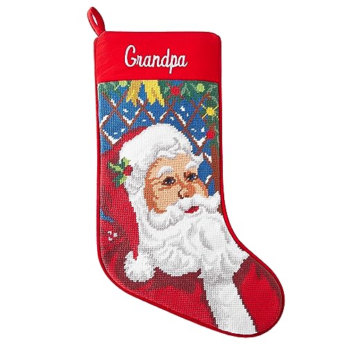 Let's Make Memories Personalized Needlepoint Christmas Stocking - Embroidered Family Stockings - Old-Fashioned Christmas Décor - Mantel Décor - 8