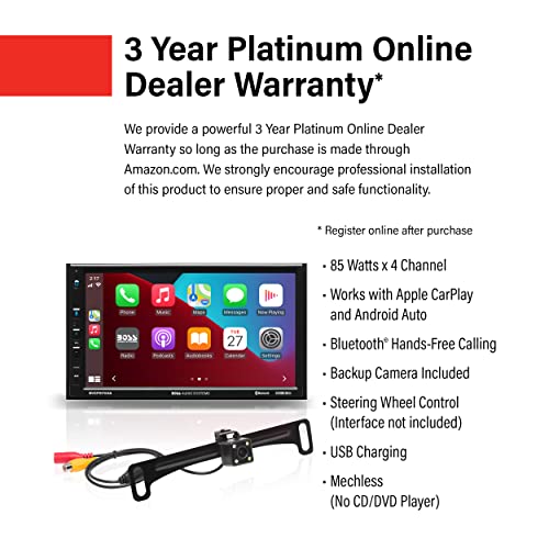 BOSS Audio Systems BCP62 Car Stereo - Apple CarPlay, Double Din, 6.2 Inch Capacitive Touchscreen, Bluetooth, No CD DVD Player, AM/FM Radio Receiver, USB