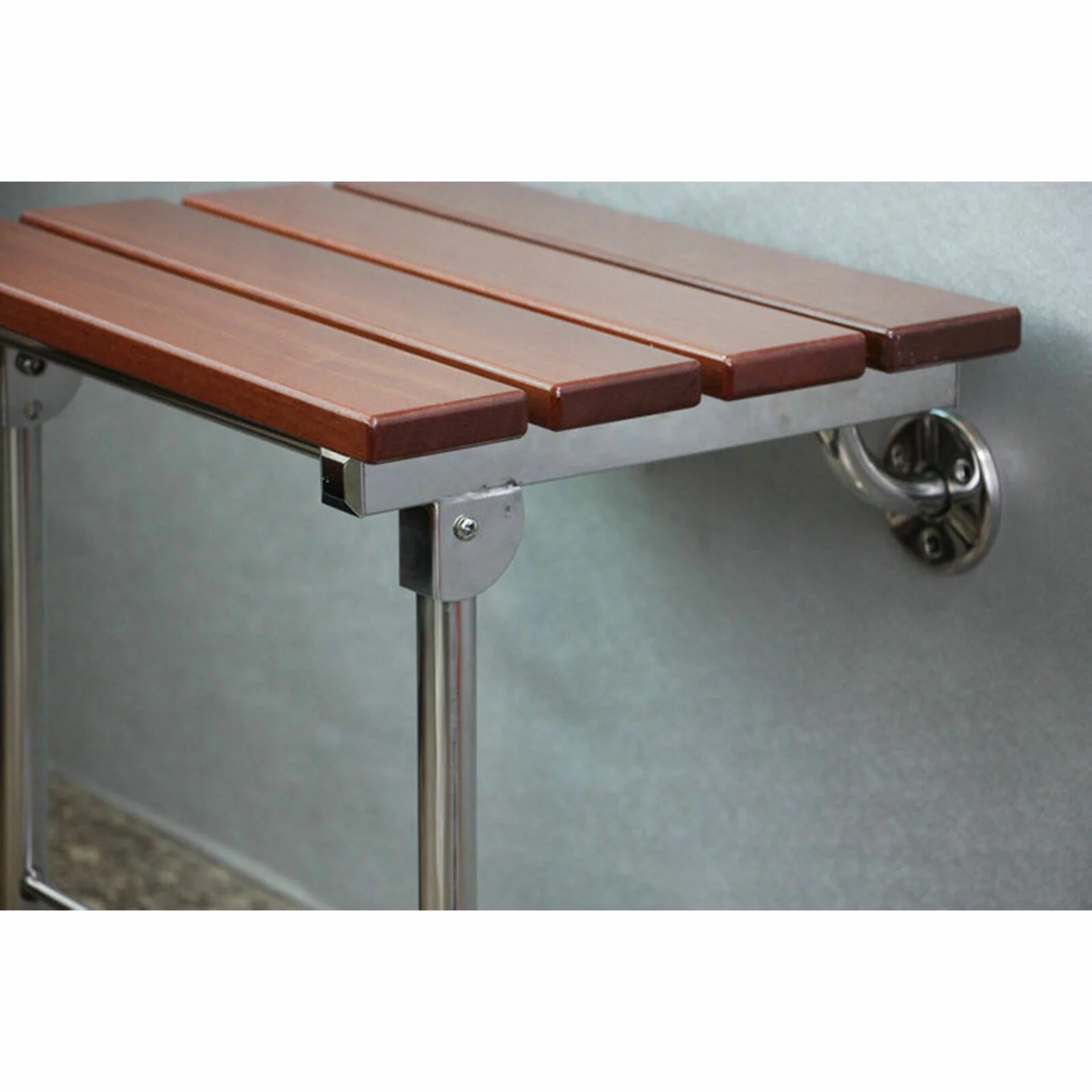 Folding Shower Seat Wall Mounted Wood Bathroom Chair Shower Spa Bench Seat Stool