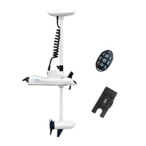 AQUOS Haswing White 12V 55LBS 48 inch Bow Mount Trolling Motor with Remote Control and Quick Release Bracket for Pontoon Boat Fishing