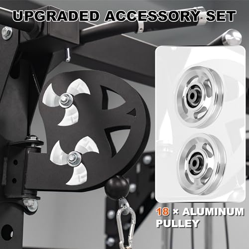 Smith Machine Home Gym with Aluminum Pulley Set - 2000lbs Capacity All-in-One Power Rack with Cable Crossover, Pull-Up Bar & Dip Station, Includes 18 Attachments, P107 Anvil