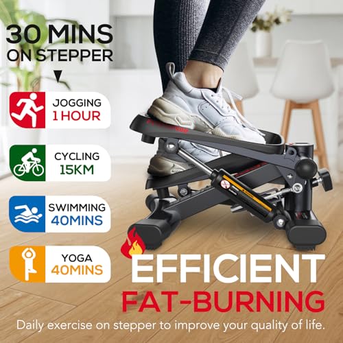 KeppiFitness Steppers for Exercise at Home, Stair Stepper with Resistance Bands for Home Cardio Exercise - FITSTEP Series