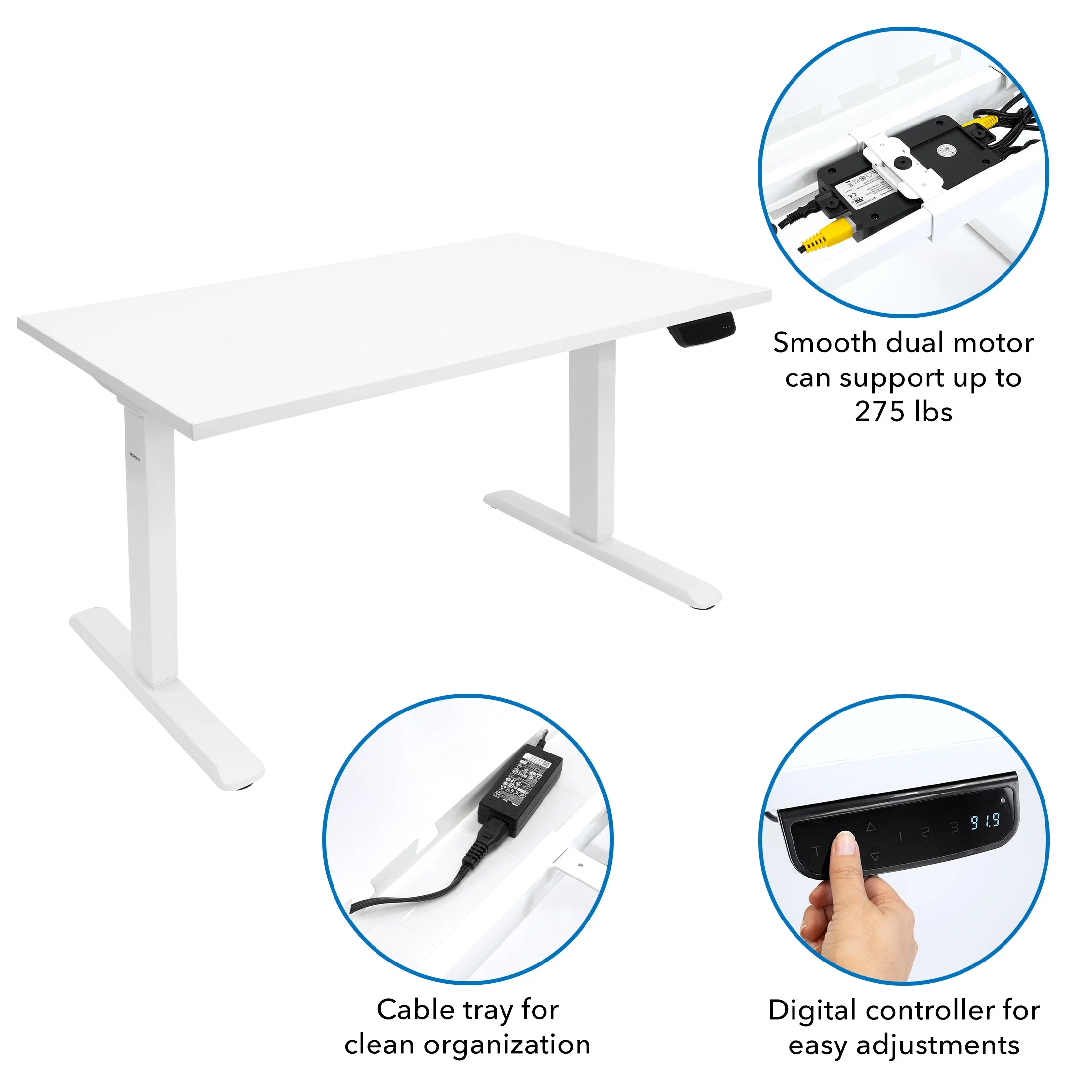 Mount-It! White Electric Standing Desk with Tabletop