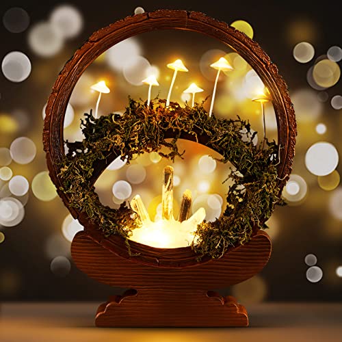 Crystal Mushroom Night Light LED Mushroom Lamp Cozy Cottagecore Decor Aesthetic Fairy Light with Base for Home Bedroom Wedding Birthday Party