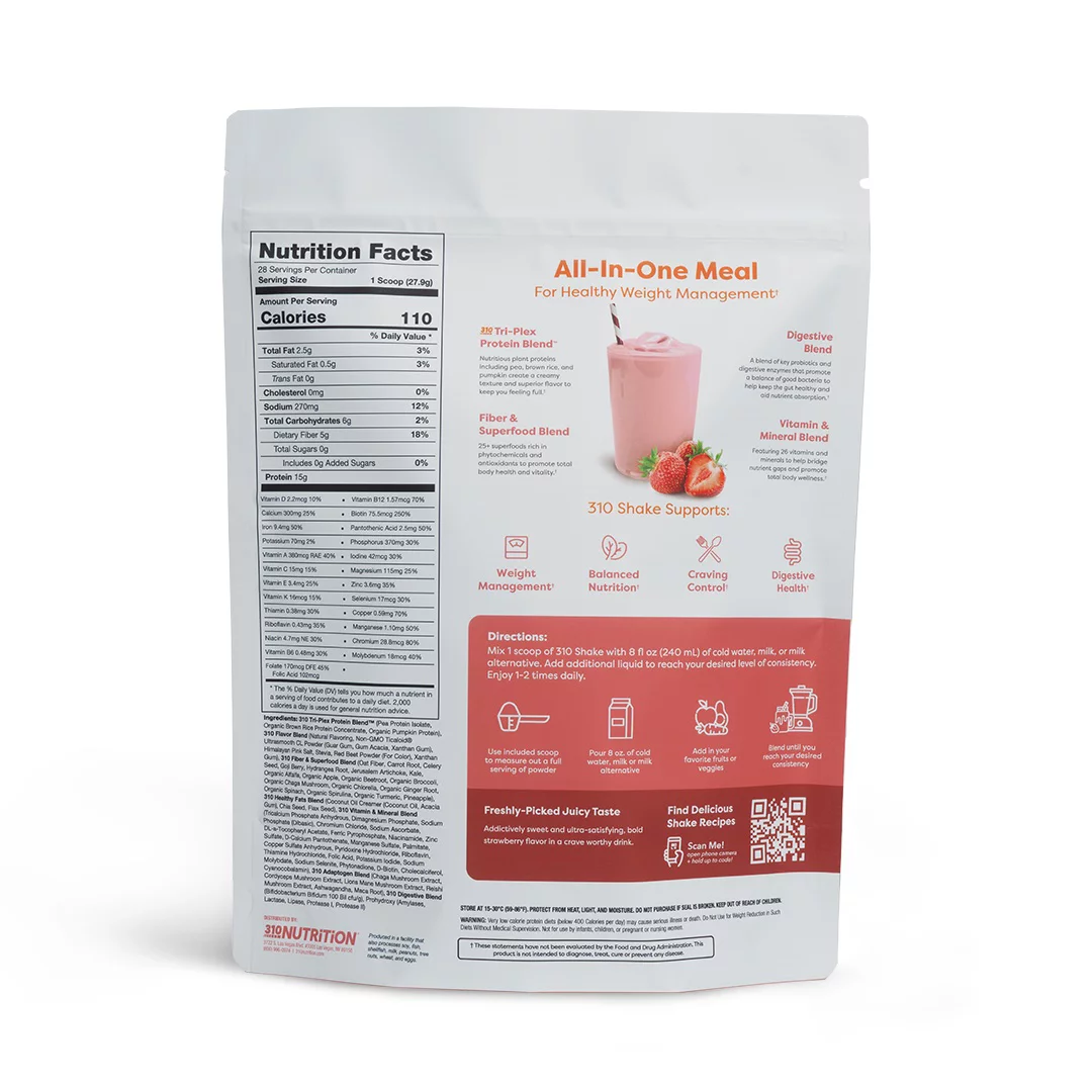 310 Nutrition All-In-One Meal Shake, Strawberry, 28 servings
