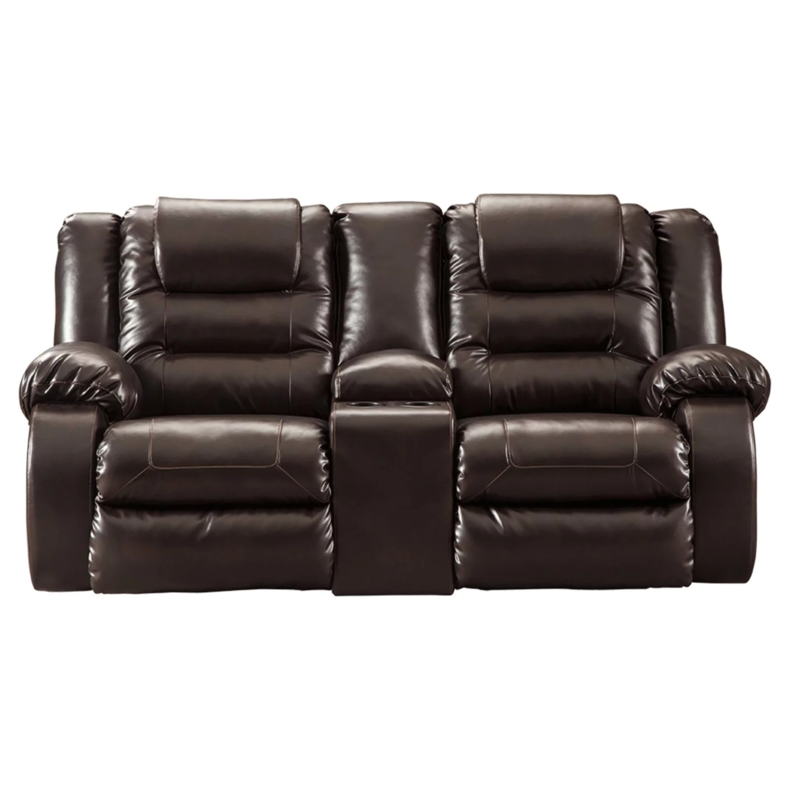 Signature Design by Ashley Vacherie Reclining Loveseat with Console in Chocolate