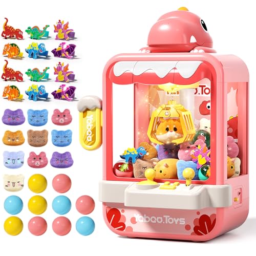 Dinosaur Claw Machine for Kids,MINI Vending Machine Girls with Music.Electronic Prize Dispenser Arcade Game Machine,Claw Machine for Birthday Gifts Toys Age 3+ Years,Includes 32 Mini Toys.
