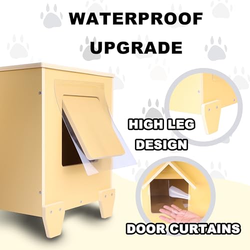 Outdoor Cat Houses Feral Cat Shelter Wooden Stray Cat Condo Outside Sturdy Waterproof and Insulated with Escape Door (one cat)