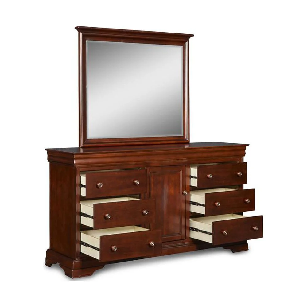 New Classic Furniture Versailles Solid Wood Engineered Wood Dresser in Cherry