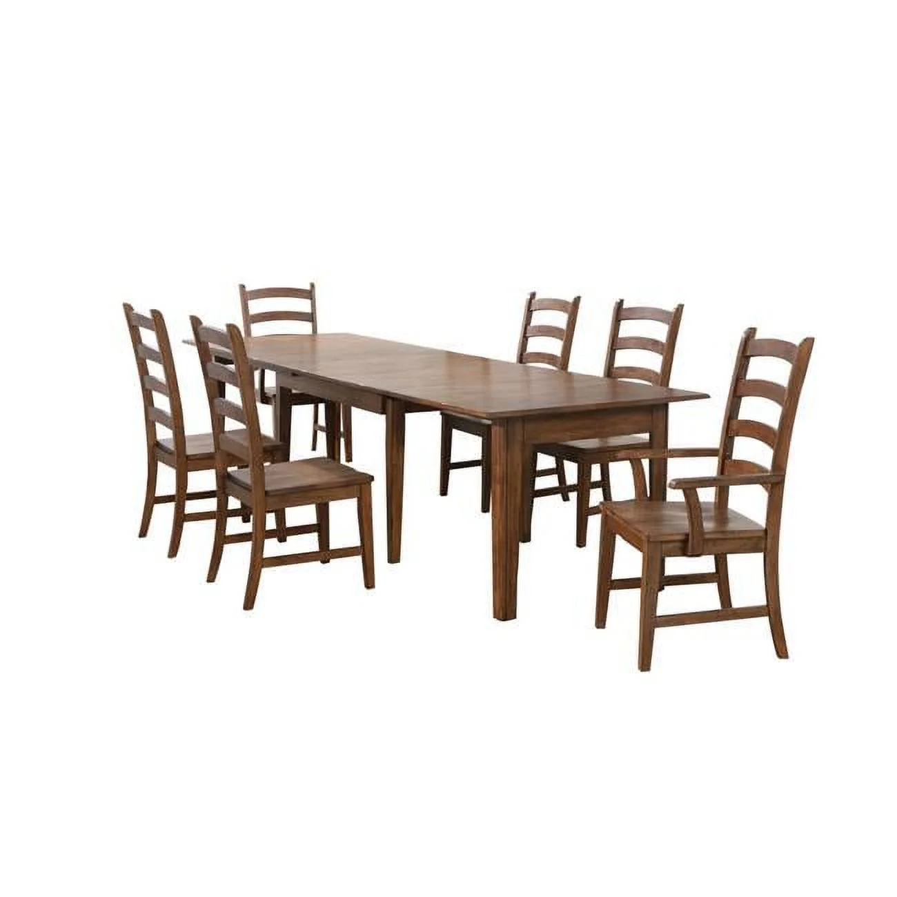 Simply Brook Rectangular Extendable Dining Table Set - Amish Brown 7 Piece