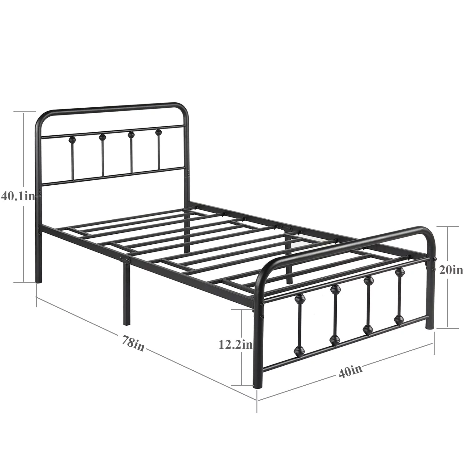 VECELO 3-Piece Bedroom Set with Metal Bed Frame and 2 Nightstand