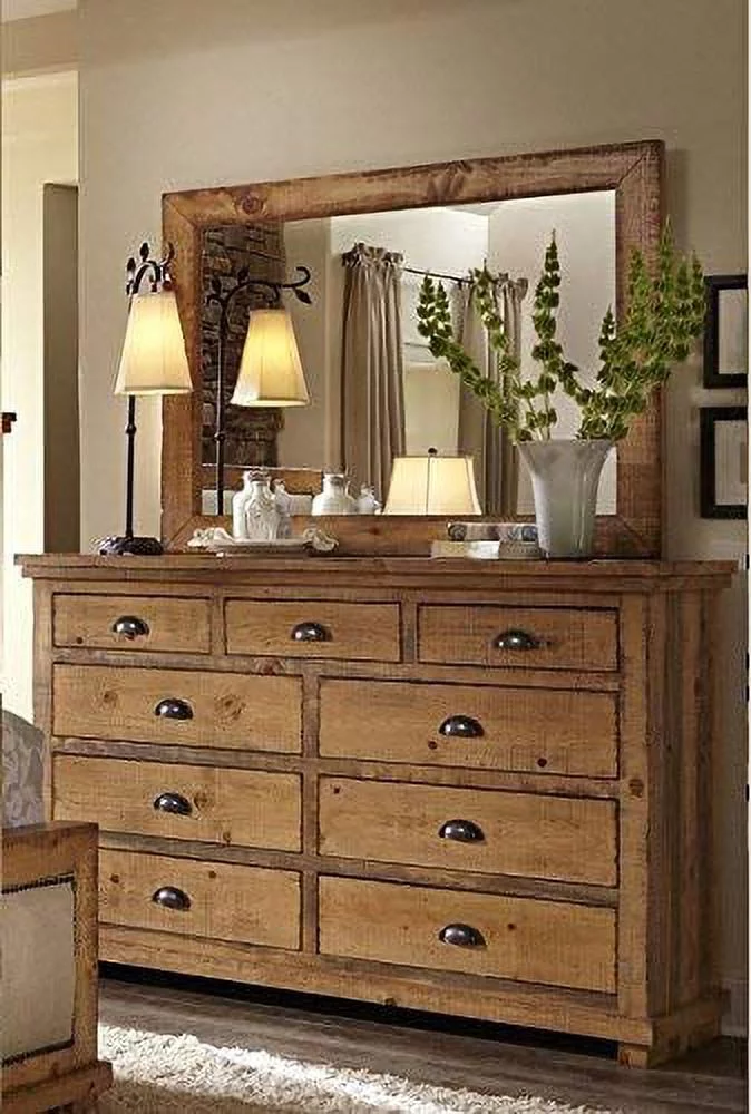 Progressive Furniture Willow 7 Drawer Bedroom Dresser in Distressed Pine