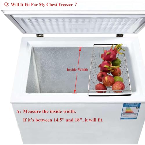 Orgneas Expandable Chest Freezer Basket, Stainless Steel Hanging Deep Freezer Organizer Bins Adjustable Handles (16.5