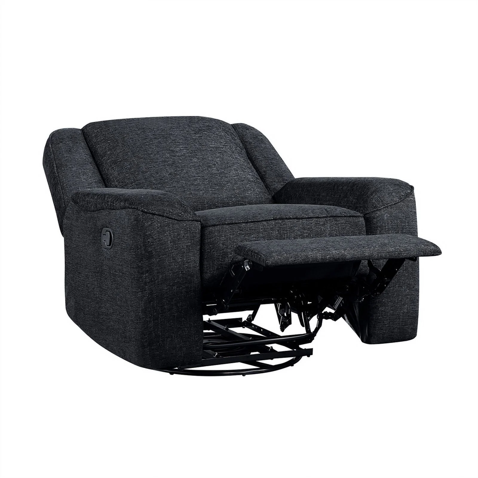 Lexicon Monterey Chenille Upholstered Swivel Reclining Chair in Ebony