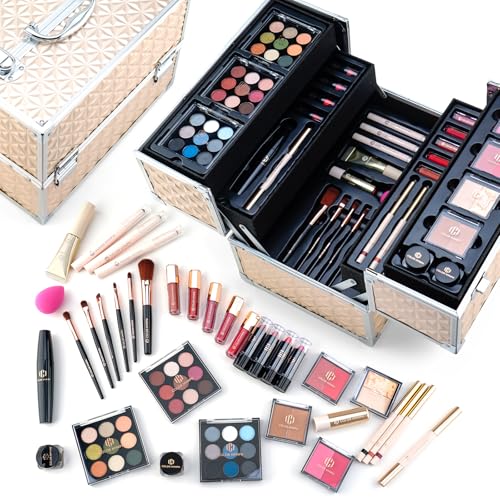 Color Nymph Professional Makeup Set for Teens, Girls & Women - Full Kit with Storage Train Case, Beginner Cosmetics Kit with Eyeshadow, Blush, Lipstick, Lipgloss, Mascara & Tools - Pink